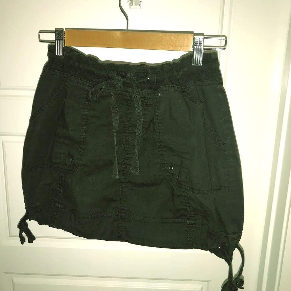 Black Cotton Drawstring Mini skirt - Size M